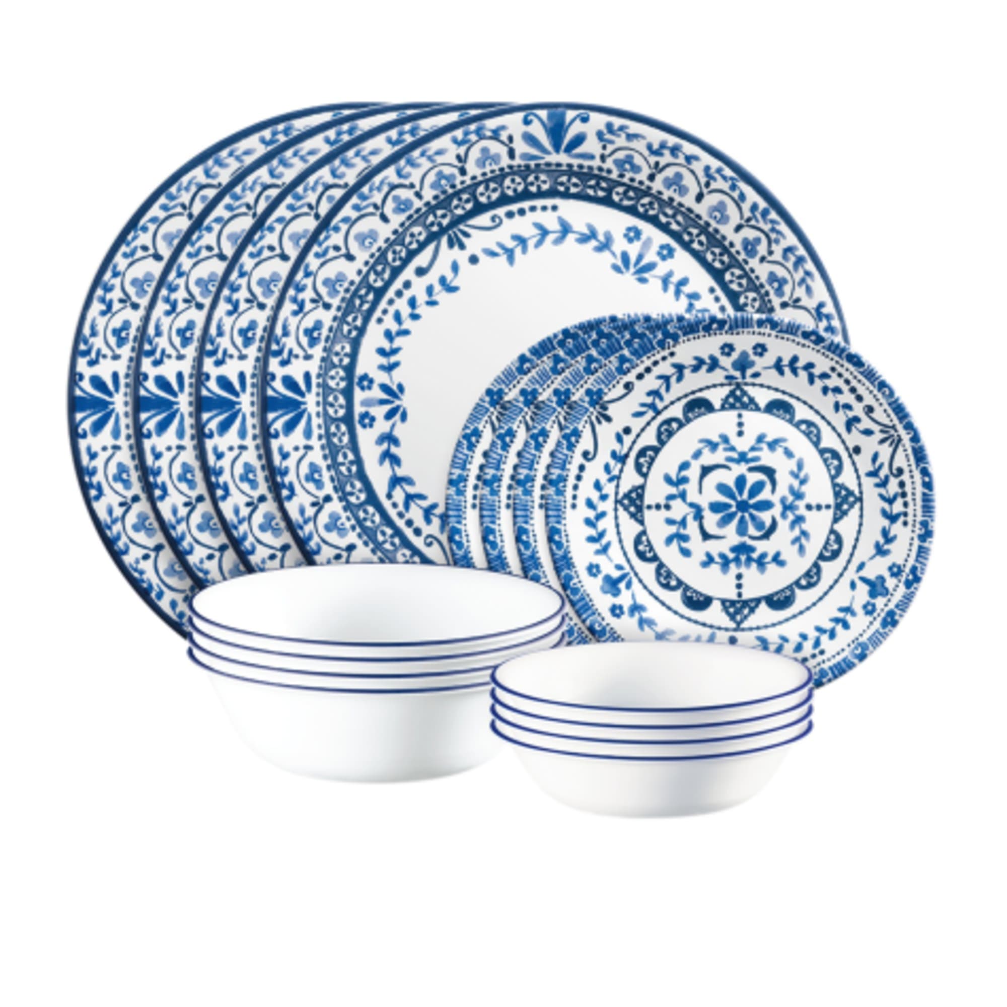 Corelle Vitrelle Portofino Dinner Set 16pc Blue Kitchenware